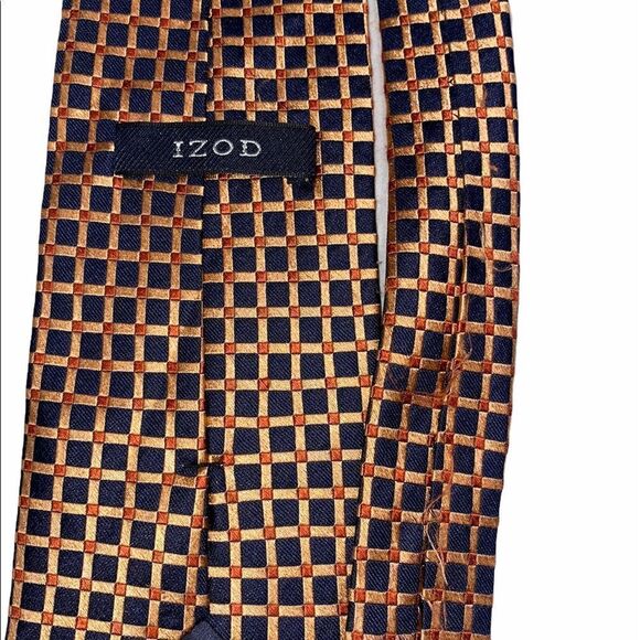 Men's Izod Tie Copper Gold & Navy - Picture 3 of 10